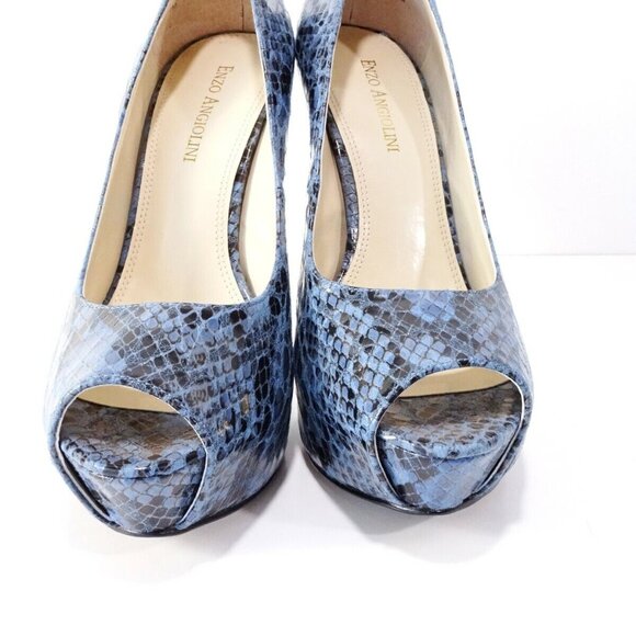 Enzo Angiolini Women's Blue Snakeskin EATANEN Platform Heels Sz 6.5 M - Picture 10 of 13